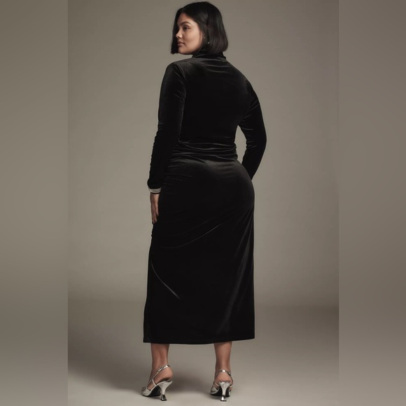 Anthropologie The Maya Ruched Cowl-Neck Dress: Velvet Long-Sleeve Edition - Picture 4 of 16